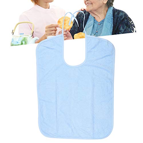 Baberos Para Adultos, Delantal Impermeable A La Hora de Comer Para Adultos Mayores Con Correa Ajustable, Protector de Ropa Lavable Para Ayuda de Comedor Para Ancianos, Personas Mayores(Blue-50*70)