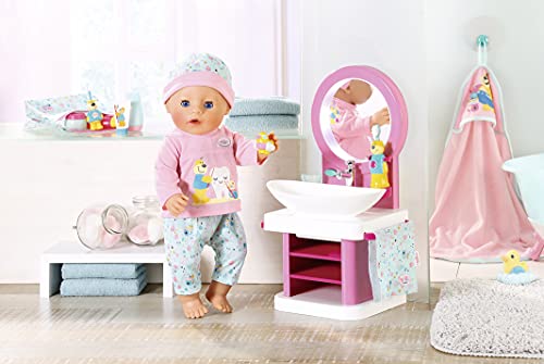 BABY born Lavabo y Spa - Juguete para manos pequeñas, Promueve la empatía y las habilidades sociales, Para niños a partir de 3 años, Incluye espejo, cepillo de dientes, taza y más