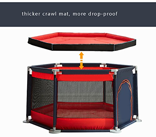 Baby Playpens Baby Crawling Mat Valla para Niños Zona De Juegos para Niños Cerca De Seguridad para Niños Hogar Portable Playpen with Mat Y 150 Marine Ball (Color : Rojo)