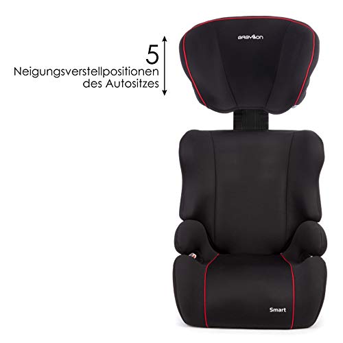 BABYLON silla coche grupo 2-3 Smart. Alzador coche niño 15-36 kg (3 a 12 años). Silla coche sin isofix ECE R44/04 Negro