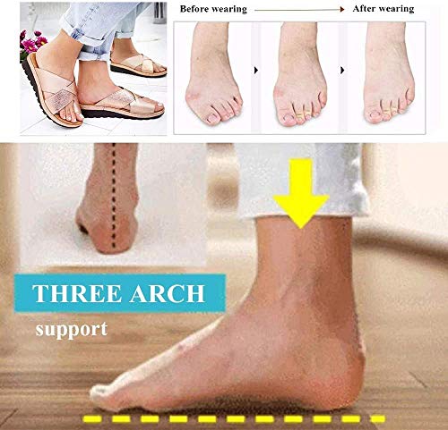 BABYS'q Sandalias de corrección de Hueso de Dedo Gordo para Mujer, Sandalias ortopédicas de juanete Corrector con Soporte de Arco Zapatillas Romanas Casuales de Suela Gruesa,Marrón,39