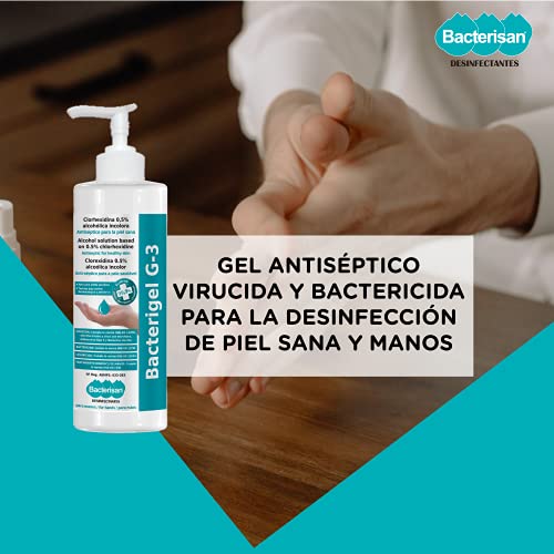 BACTERISAN Bacterigel G-3 500ml Gel de manos desinfectante autosecante| Antiséptico para la piel sana | Testado bajo control dermatológico y pediátrico