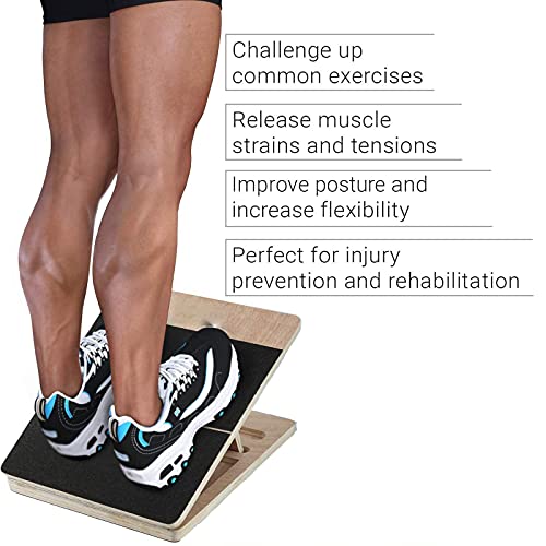 Balancín de pie, estirador del tendón de Aquiles, pedal de estiramiento de pierna de madera inclinado ajustable, utilizado para el tratamiento de lesiones de Aquiles, talón tendinoso, dolor de talón