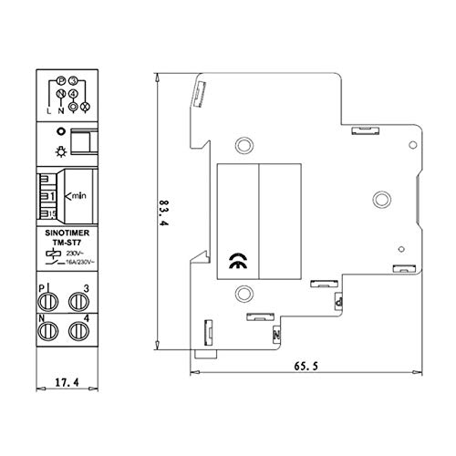 Ballylelly para TM-ST7 220V 7 Minutos Temporizador mecánico 18mm Módulo único Temporizador de Escalera en Carril DIN Instrumentos de Interruptor de Tiempo