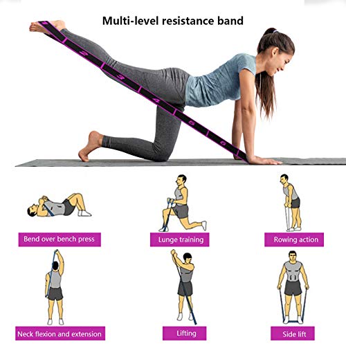 Banda de Estiramiento, Correa de Yoga Hippodance, 2 Piezas Bandas Elasticas Fitness, Banda Elástica de Resistencia con 11 Anillos para Pilates, Yoga, Fitness, Gimnasia