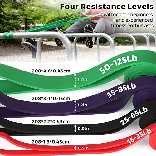 Banda de Resistencia 4 Niveles de Resistencia, Bandas Elasticas de Fitness de Látex Natural, Bandas de Ejercicios Elásticas para para Yoga, Entrenamiento de Fuerza, Pilates