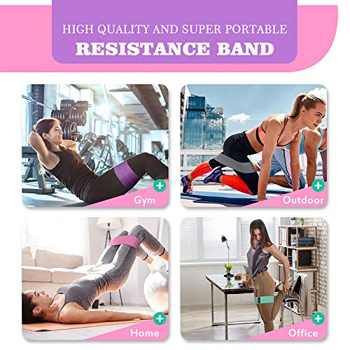 Bandas Elasticas Gluteos Musculacion, Antideslizante Tela Bandas de Resistencia para Mujeres, Hombres, (Set de 5) Cintas Elasticas Fitness para Piernas/Glúteos/Muslo, Pilates, Yoga y Musculación