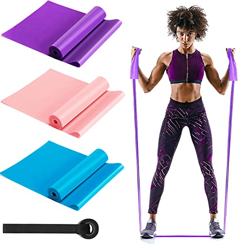 Bandas Elásticas Musculacion, Set de 3 Banda Elástica Fitness Látex con Anclaje Puerta, Cinta Elastica Fitness para Fitness, Estiramiento, Flexibilidad, Pilate, Ballet, Gimnasia y Rehabilitación