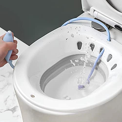 Bañera plegable Sitz para inodoro, asiento Sitz lavabo para mujeres embarazadas, hemorroides, ancianos, se adapta a inodoros universales y silla cómoda (gris)