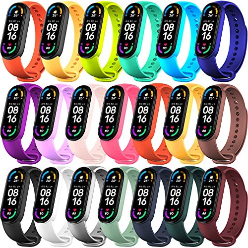 BANGTING 20 Piezas Recambio Correa Compatible con Pulseras Xiaomi Mi Band 6 / Xiaomi Mi Band 5 / Amazfit Band 5, Correas para Fundas Mi Fit 5 Funda Miband5 Pulsera Banda Reemplazo (20 Colores)