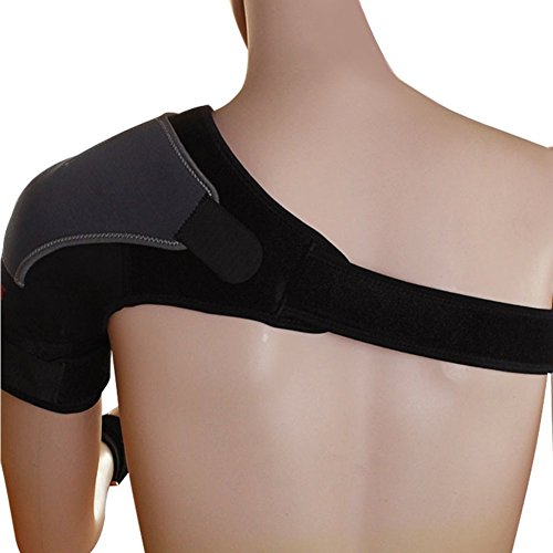 bao Core Sport ajustable hombro de compresión de calor Protective Gear – Izquierdo y Derecho Hombro Correa de Soporte Pad banda baloncesto Fitness Deportes Terapia elástico Correa Para El Hombro Wrap Negro Left Shoulder