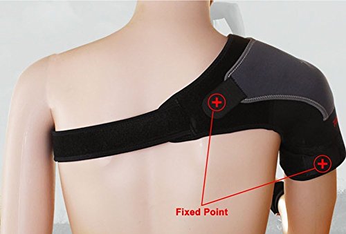 bao Core Sport ajustable hombro de compresión de calor Protective Gear – Izquierdo y Derecho Hombro Correa de Soporte Pad banda baloncesto Fitness Deportes Terapia elástico Correa Para El Hombro Wrap Negro Left Shoulder