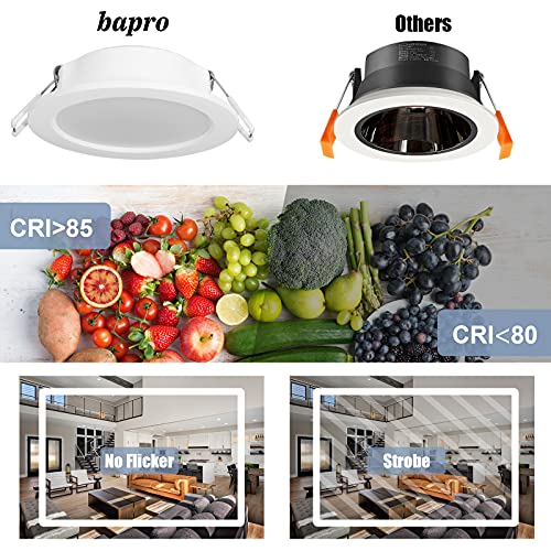 bapro 6x Foco Empotrable LED Techo, 6W 500LM 6000K Downlight Redondo Extraplano, para Ojos de Buey/Baño/salón/dormitorio/cocina(Frío blanco)