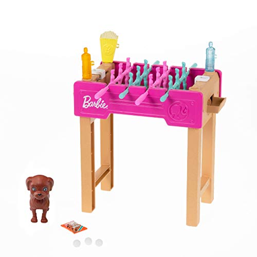 Barbie Set de juego con futbolín, perrito y accesorios de juguete para muñecas, regalo para niñas y niños +3 años (Mattel GRG77)