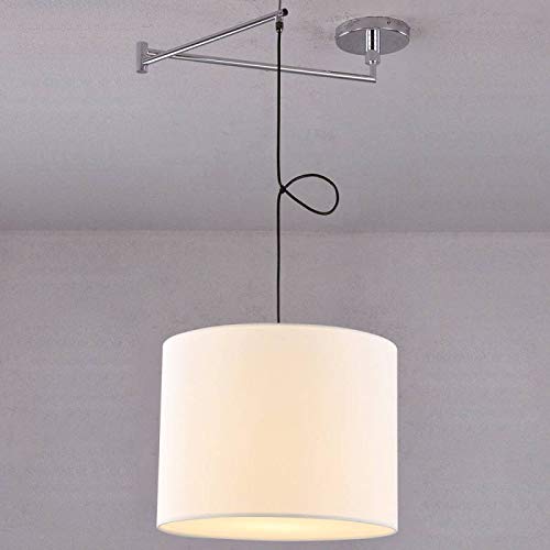 BarcelonaLED Lámpara Colgante Elegante Articulada de Techo 60W, con brazo articulado ajustable y pantalla de tela con portalámparas para bombilla LED E27. 2 Años de Garantía - L3013-C