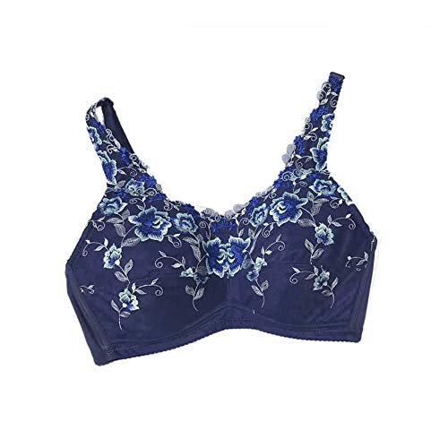 BaronHong Sujetador Bralette Senos Falsos Mastectomía de travestis de Senos de Silicona; Bordado Deco (Azul, 95B)