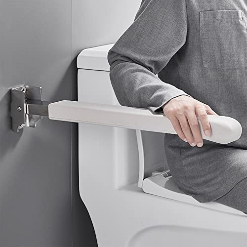 Barra Abatible Baño, Plegable Barra de Apoyo para Inodoro de cuero, Soporta hasta 150 kg, Barra Abatible Baño Minusválido, Rotación vertical de 90 °, para Ancianos y Discapacitados, acero inoxidable