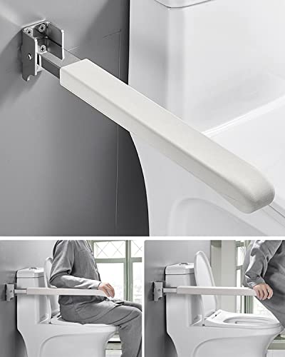 Barra Abatible Baño, Plegable Barra de Apoyo para Inodoro de cuero, Soporta hasta 150 kg, Barra Abatible Baño Minusválido, Rotación vertical de 90 °, para Ancianos y Discapacitados, acero inoxidable