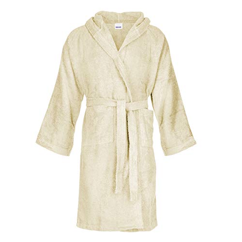 Bassetti Albornoz hombre mujer con capucha talla S – M – L – XL – XXL – 3XL – 4XL – 5XL – rizo de puro algodón 360 g/m² ( Beige XXL )