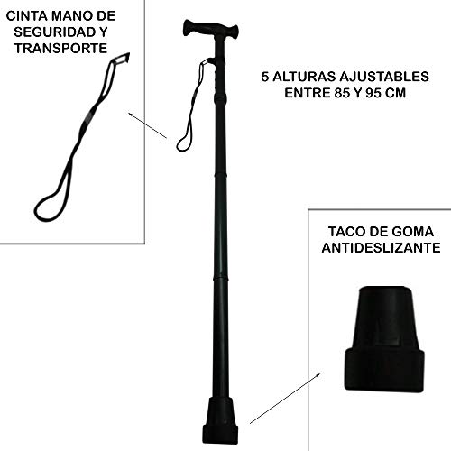 Bastón Plegable para Hombres y Mujeres, Bastones Plegables para Mayores, Bastones para Ancianos, Muleta Plegable y Regulable, Negro