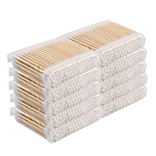 Bastoncillos Ecologicos,10x100 Piezas Desechable Bastoncillos de Algodón de Doble Cabeza con Asas de Madera para el Cuidado de la Limpieza de Oídos,Cuidado de Lesiones y Maquillaje,Biodegradable 7,5cm