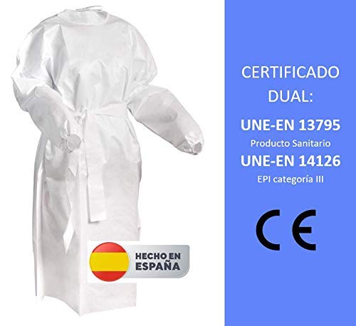 BATA DESECHABLE IMPERMEABLE QUIRÚRGICA DE PROTECCIÓN DUAL (10)