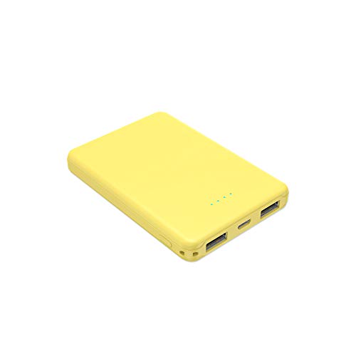 Batería Externa 5000 mAh, SIXTHGU Power Bank Mini portátil, pequeño y Ligero,con Cable, Cargador Portátil Móvil Ligera,para iPhone, Samsung, MP3, Huawei y Smartphones(Amarillo)