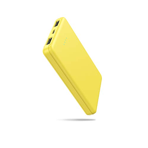 Batería Externa 5000 mAh, SIXTHGU Power Bank Mini portátil, pequeño y Ligero,con Cable, Cargador Portátil Móvil Ligera,para iPhone, Samsung, MP3, Huawei y Smartphones(Amarillo)