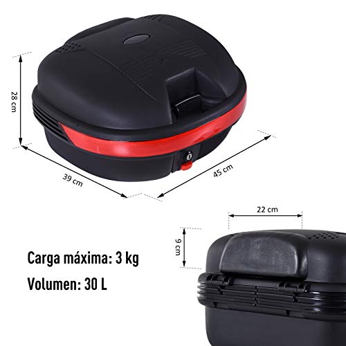 Baúl Moto Universal 30L + Llaves y Accesorios Equipaje Caja de Moto Topcase Casco para Motocicleta Ciclomotores Scooter