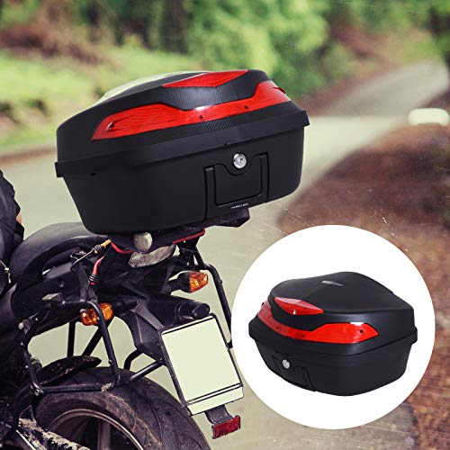 Baúl Moto Universal 48L + Llaves y Accesorios Equipaje Caja de Moto Topcase Casco para Motocicleta Ciclomotores Scooter