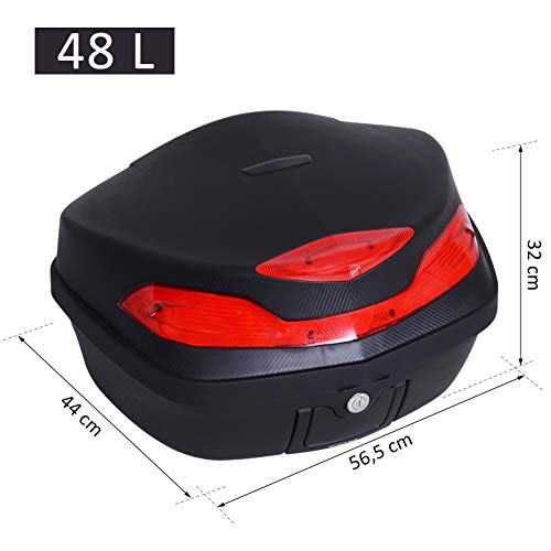 Baúl Moto Universal 48L + Llaves y Accesorios Equipaje Caja de Moto Topcase Casco para Motocicleta Ciclomotores Scooter