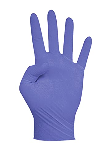 Bayeco - Guantes de un solo uso de Nitrilo - Color Azul - Ambidiestros - Terminación bordillo enrollado - Dedos texturizados para mejor agarre - Pack dispensador de 100 unidades - Talla M