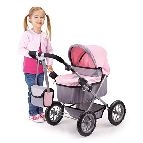 Bayer Design 13008Aa, Cochecito, Carro Muñecas Trendy, Plegable, Gris, Rosa, Color