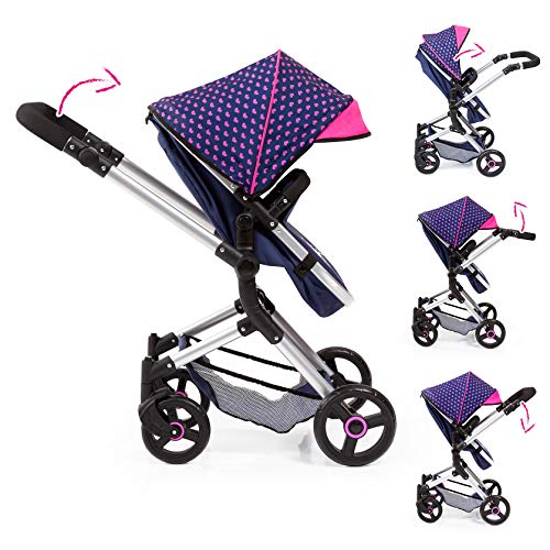 Bayer Design 18454Aa Cochecito de Muñecas "Neo Vario" Combolso Cambiador, Convertible, Plegable, Azul / Rosa