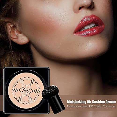 BB Cream Líquida Fundación Cojín De Aire con Cabeza De Hongo Mushroom Head Air Cushion BB Cream Ocultador Base De Maquillaje Hidratante Corrector Permeable Al Aire Brillo Natural