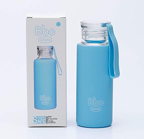 Bbo Irisana Botella De Vidrio Capacidad 330 Ml De Borosilicato Con Funda De Silicona 260 g