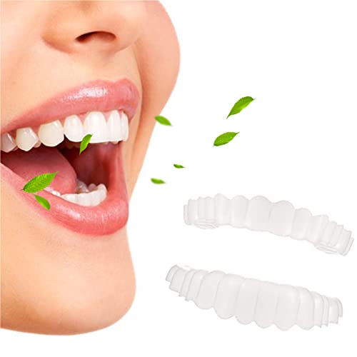 BDBDPPAC 2 Pares Dentaduras Cosméticos Postiza Dientes de Silicona Dental de Carilla Dentadura Instantánea Diente de Prótesis Temporal de Blanquear Diente Falso Superior Inferior