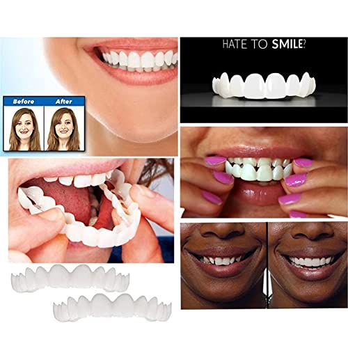 BDBDPPAC 2 Pares Dentaduras Cosméticos Postiza Dientes de Silicona Dental de Carilla Dentadura Instantánea Diente de Prótesis Temporal de Blanquear Diente Falso Superior Inferior