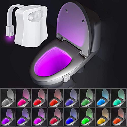 BEAN LIEVE Luz nocturna de 16 colores, luz nocturna para inodoro, sensor de movimiento automático, luz para baño y baño, luz de noche para cualquier inodoro