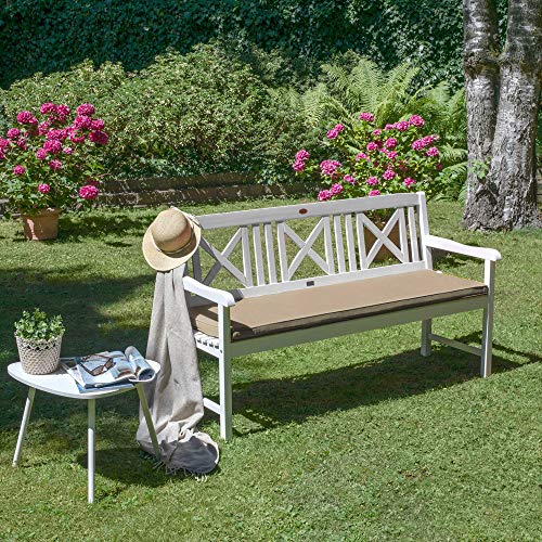 Beautissu Cojines para Bancos de jardín Loft BK colchoneta Asiento Bancos - Natural - 100x48x5cm - Acolchados Elegantes