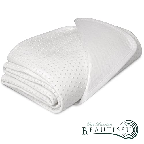 Beautissu Protector somier BEAUTECT embellecedor Cubre somier colchón con Nudos Tex ecológico Siegel Lavable Blanco 90x200 cm