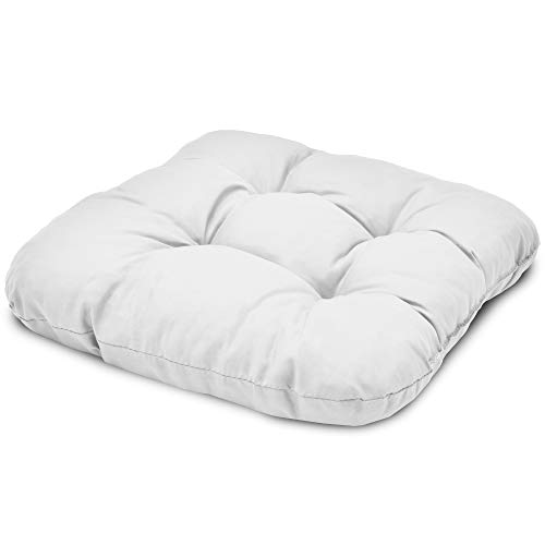 Beautissu Set de 4 Cojines para sillas Lisa 40x40x8 cm - para sillas de Comedor, sillas de Jardin, Sofas, Camas etc, - Juego de Cojines con Relleno voluminoso y cómodo - Blanco