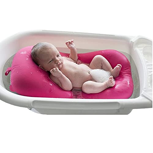 Bebé infantil cojín de baño alfombra, 4EVERHOPE flotante suave bebé almohada de baño/tumbona recién nacido bañera cojín de aire (Rosa Claro)