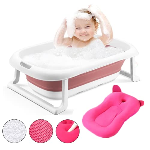 Bebé infantil cojín de baño alfombra, 4EVERHOPE flotante suave bebé almohada de baño/tumbona recién nacido bañera cojín de aire (Rosa Claro)