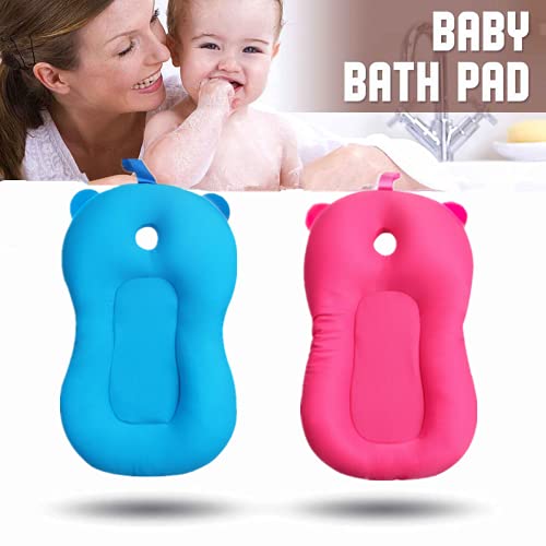 Bebé infantil cojín de baño alfombra, 4EVERHOPE flotante suave bebé almohada de baño/tumbona recién nacido bañera cojín de aire (Rosa Claro)