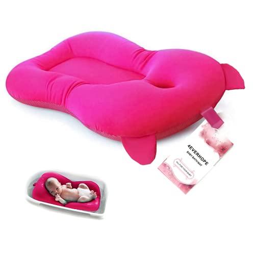 Bebé infantil cojín de baño alfombra, 4EVERHOPE flotante suave bebé almohada de baño/tumbona recién nacido bañera cojín de aire (Rosa Claro)