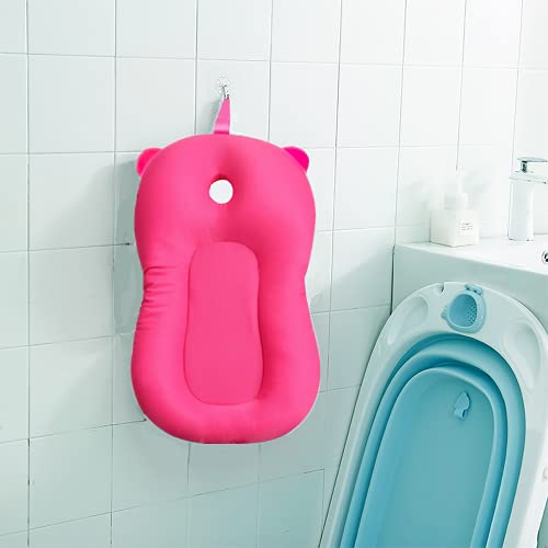 Bebé infantil cojín de baño alfombra, 4EVERHOPE flotante suave bebé almohada de baño/tumbona recién nacido bañera cojín de aire (Rosa Claro)