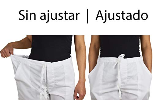 BeBright Uniformes Sanitarios Mujer y Hombre, Pijama Sanitario Blanco, Revisar Cuadro de Medidas (L)