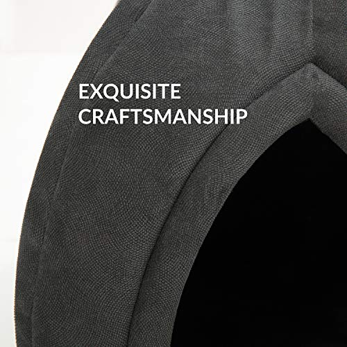 Bedsure Cama Gato Cueva Suave - Casa Gato Mediano Lavable con Cojín Desenfundable y Extraíble, Camas para Perros Pequeños 35x35x38cm, Gris Oscuro