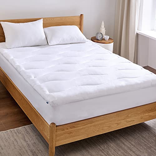 Bedsure Funda Colchon 135x190 Acolchada - Topper Colchón Cama 135 x 200 cm de Microfibra Hipoalergénico y Transpirable, Protector Colchon con Bolsillo Profundo, Grosor 4 cm